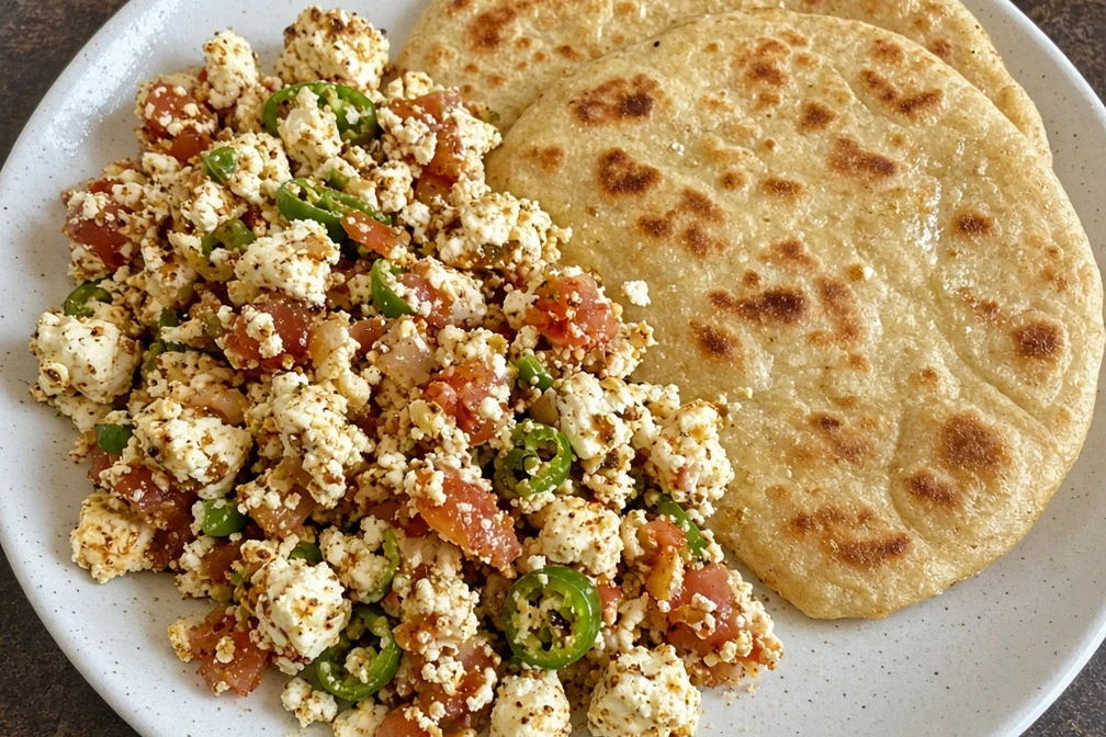 Paneer Bhurji with tawa parantha from Pind Di Roti in Toronto